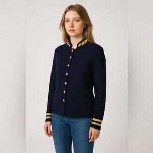 Vintage 90s Lauren Ralph Lauren Navy Admiral Cardigan 100% Marino Wool P/P